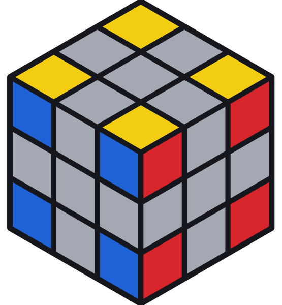 Solo las esquinas tienen color: cada una tiene tres colores.