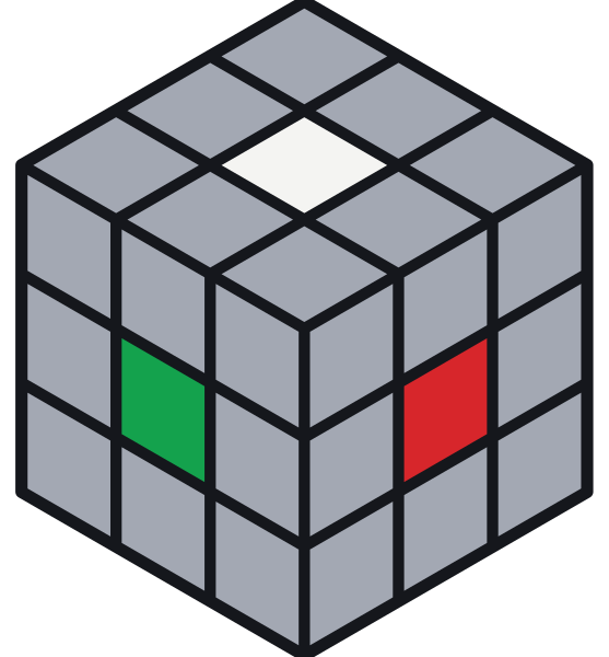 Aquí solo tienen color los centros. Cada centro tiene un solo color y decide de qué color será su cara al final.