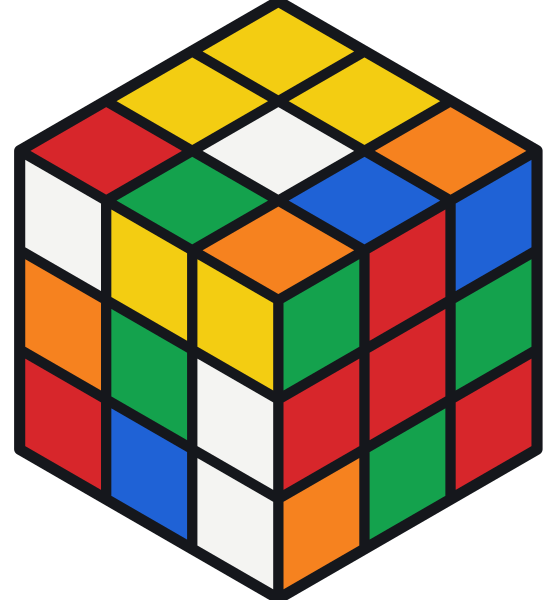 Ejemplo de partida: un cubo revuelto. En la cara de arriba hay otros colores además del blanco y el amarillo.