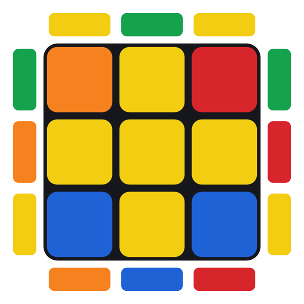 Antes: ninguna de las cuatro esquinas tiene el amarillo hacia arriba.
