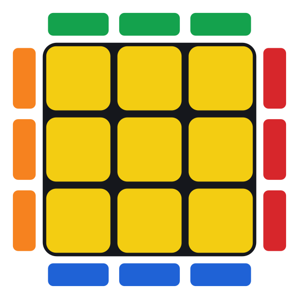 Después de dos y cuatro repeticiones y un U' final, la cara amarilla está completa y el cubo, resuelto.