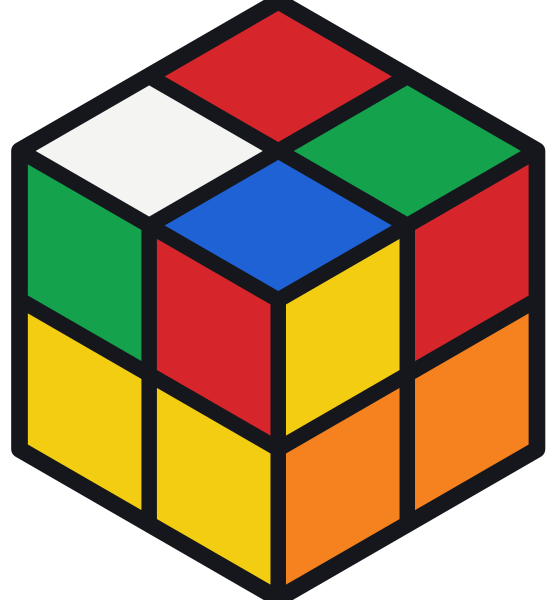 Cubo Rubik 2×2 revuelto, formado solo por esquinas