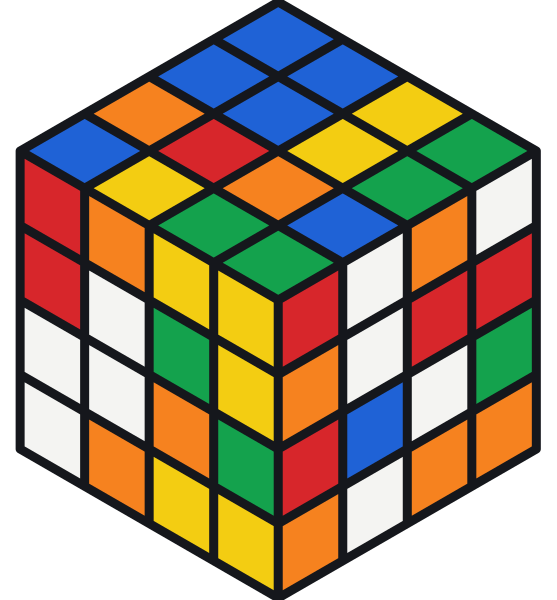 Cubo Rubik 4×4 revuelto: centros, aristas y esquinas mezclados